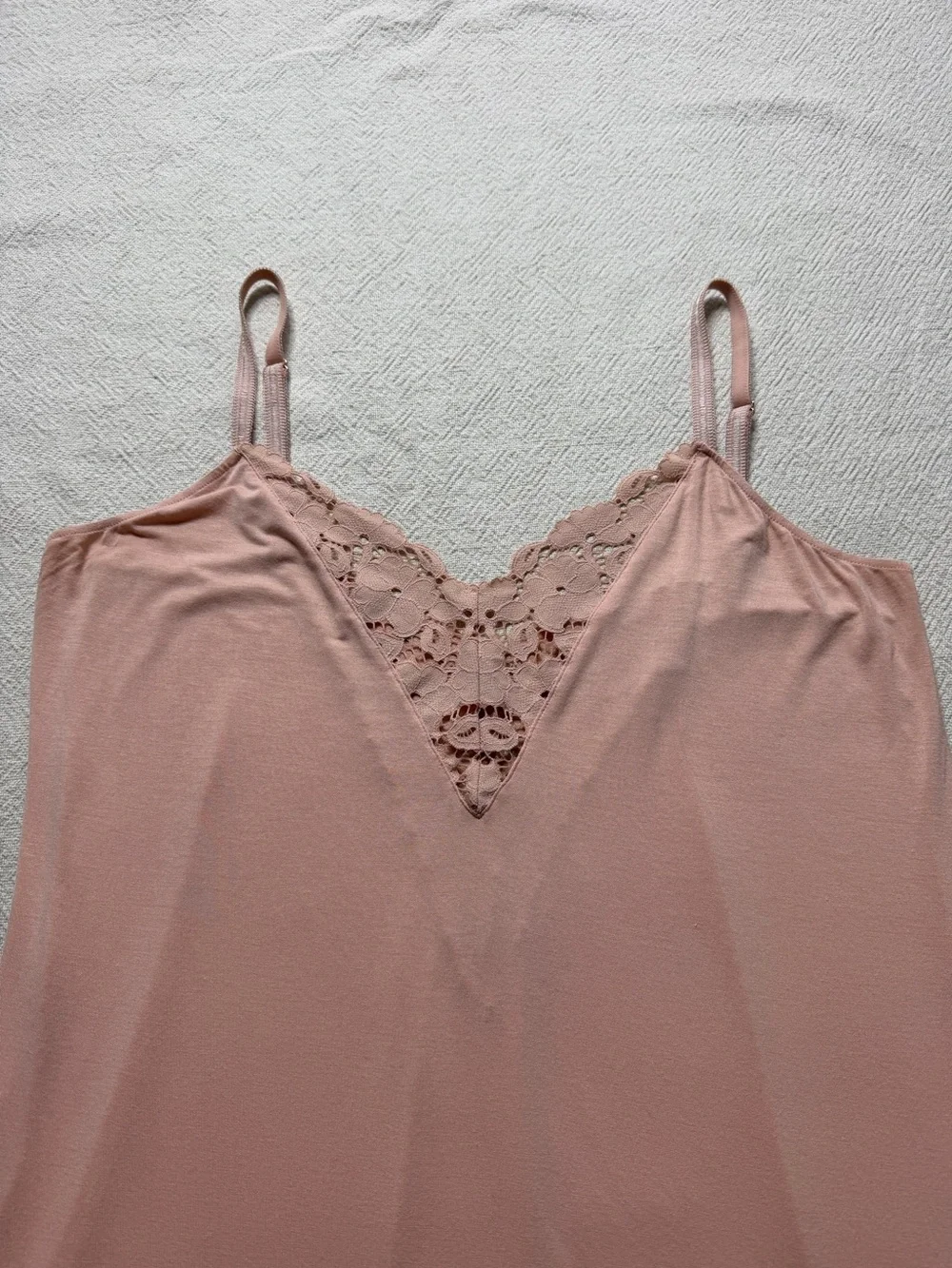 Eberjey Anthropologie Naya Peach Blush Richelieu Lace Trim Slip Dress M Nightie